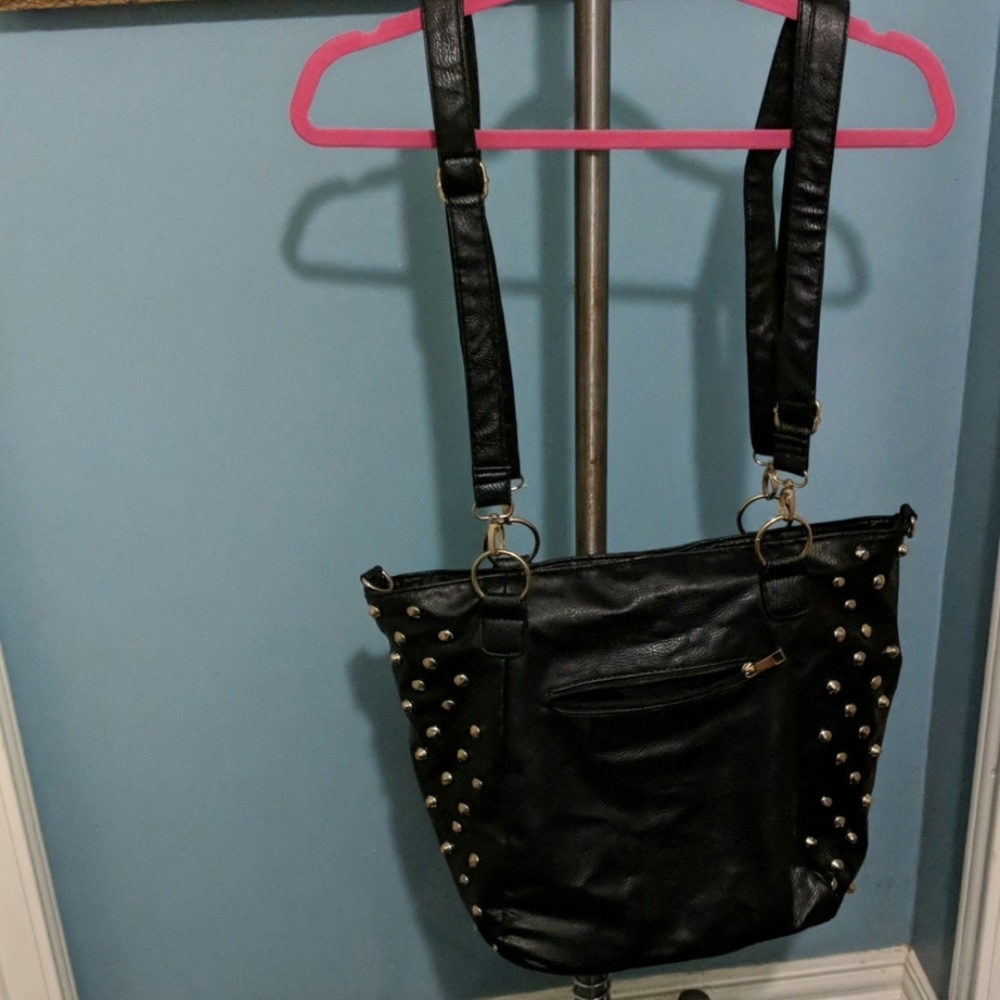 Faux leather gold studded bag